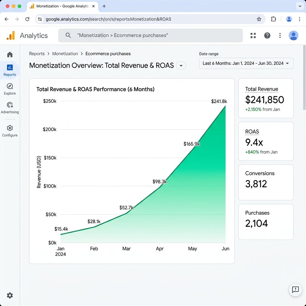 Grafic Creștere Profit Google Ads ROAS